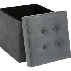 atmosphera Puff Y Banquitos|Estilo Contemporaneo>Puf Lysandre Terciopelo Gris 38x38x38Cm