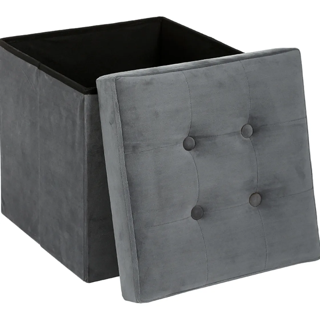 atmosphera Puff Y Banquitos|Estilo Contemporaneo>Puf Lysandre Terciopelo Gris 38x38x38Cm