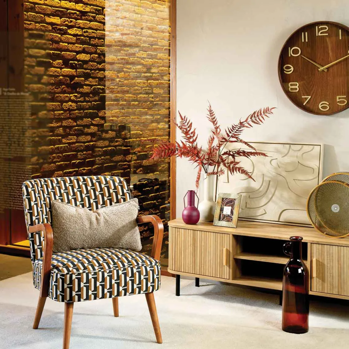 atmosphera Relojes>Reloj de pared de mdf y vidrio IVANA 55cm