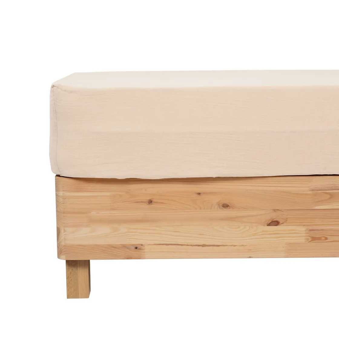 atmosphera Sábanas Y Protectores>Sábana ajustable FLORA de algodón beige 140x190cm