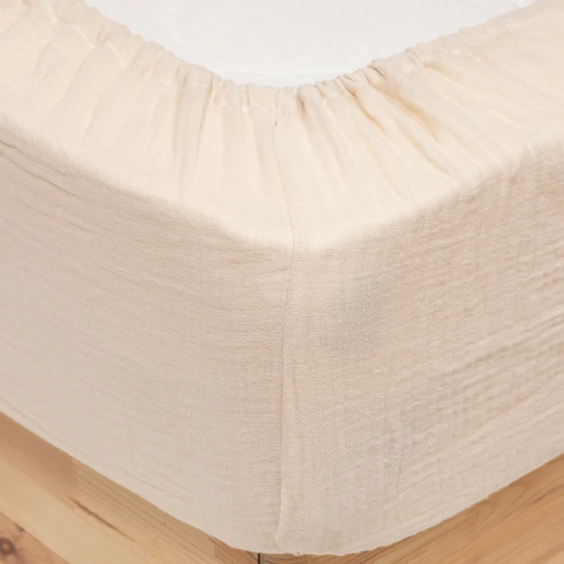 atmosphera Sábanas Y Protectores>Sábana ajustable FLORA de algodón beige 140x190cm