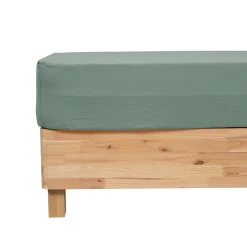 atmosphera Sábanas Y Protectores>Sábana ajustable FLORA de algodón verde 140x190cm