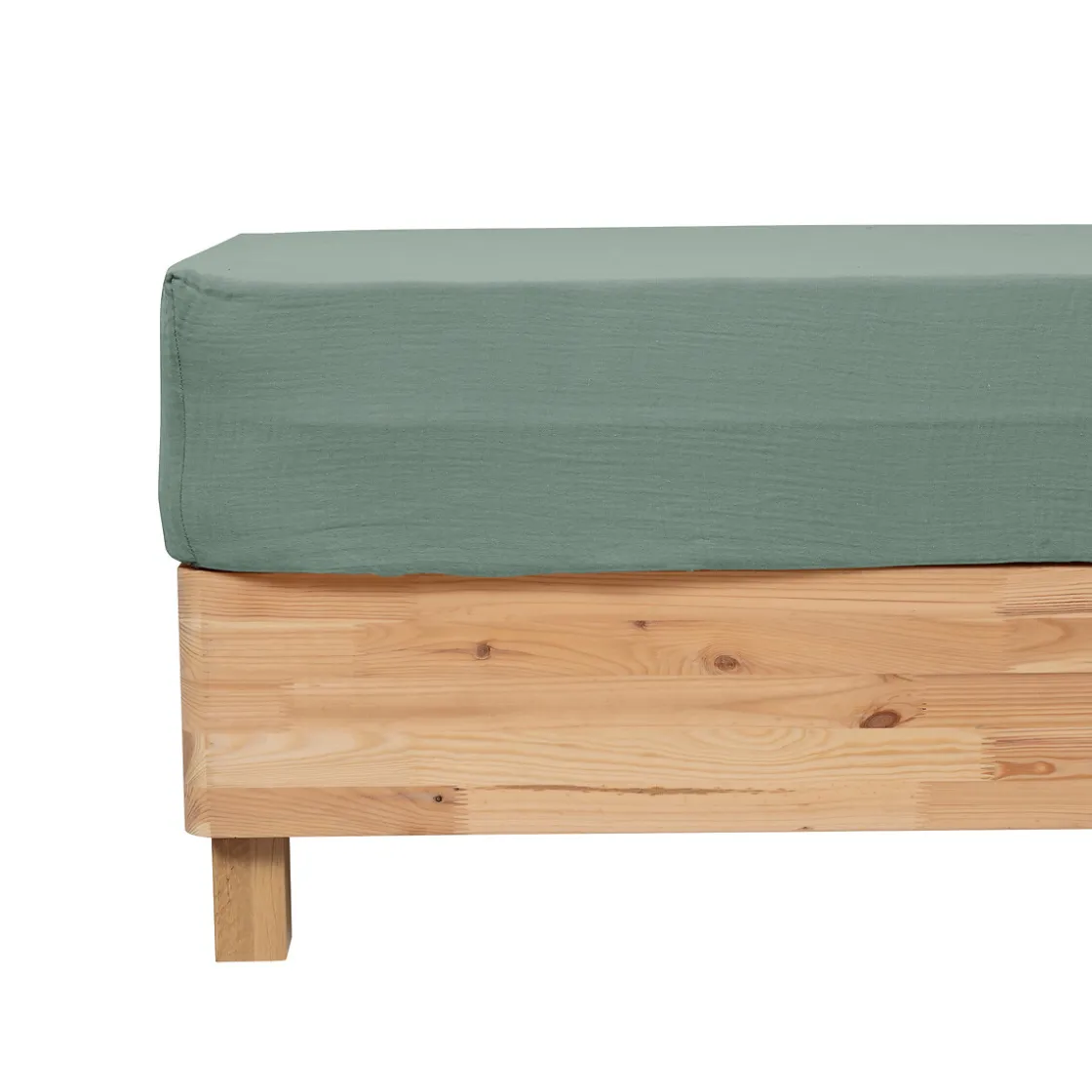 atmosphera Sábanas Y Protectores>Sábana ajustable FLORA de algodón verde 140x190cm