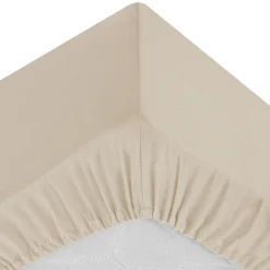 atmosphera Sábanas Y Protectores>Sábana bajera beige ajustable de algodón percal