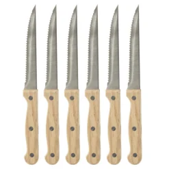 5five Placas Calefactoras Y Tablas De Cortar>Set 6 Cuchillos Chuleteros Mango Madera