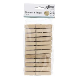 5five Auxiliares De Limpieza>Set 24 Pinzas De Madera Para Ropa