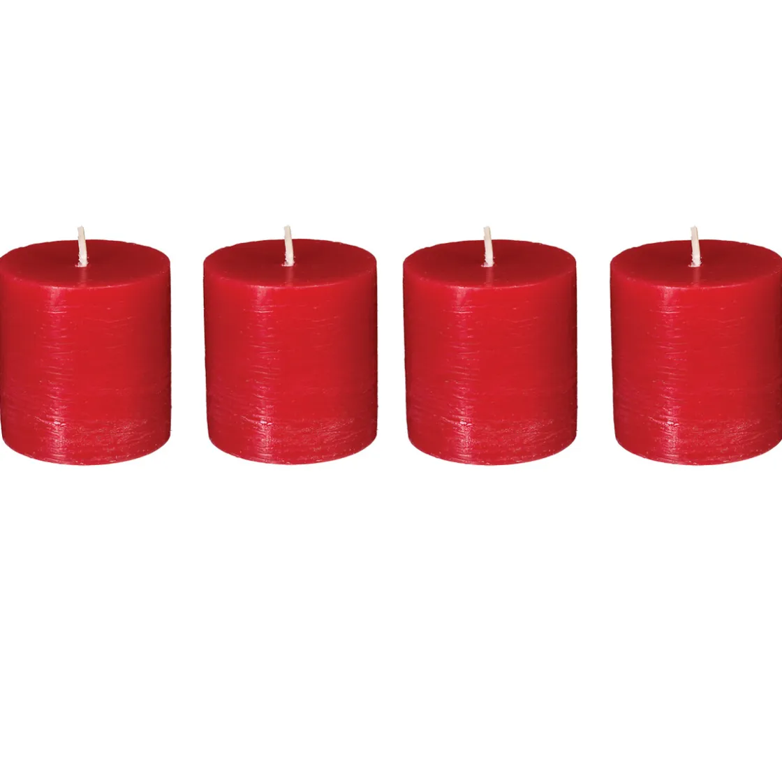 atmosphera Velas>Set 4 Velas Rústicas Rojas 4.5Cm