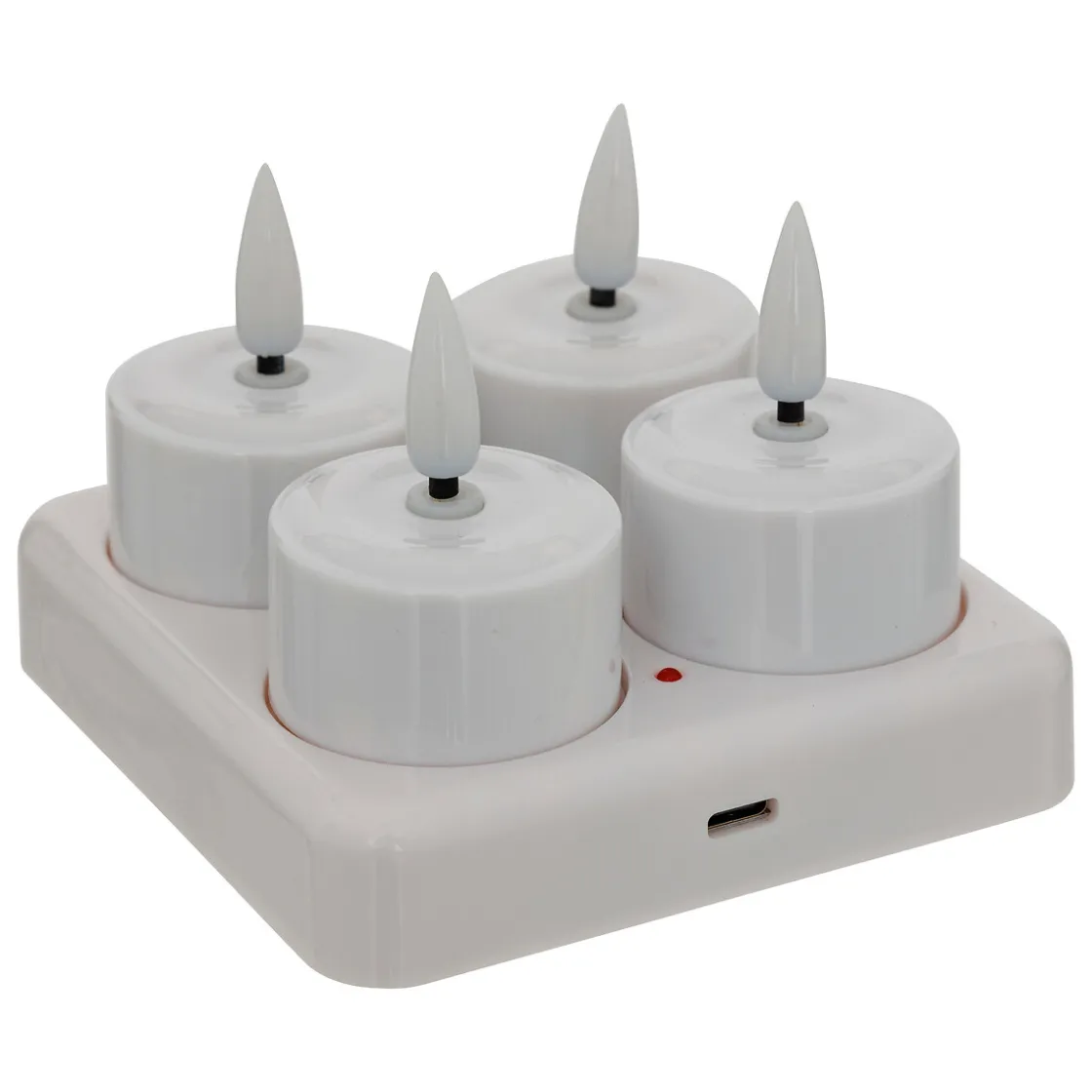 atmosphera Velas>Set de 4 velas tealight led AITOR blanco