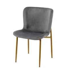 atmosphera Sillas, Sillones Y Bancos>Silla Gio Gris De Terciopelo Con Patas De Metal