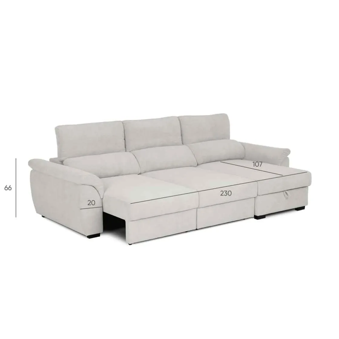 Sofás Y Sillones|Estilo Rústico>Sofá cama BREMAN gris c/arcón y chaise longue