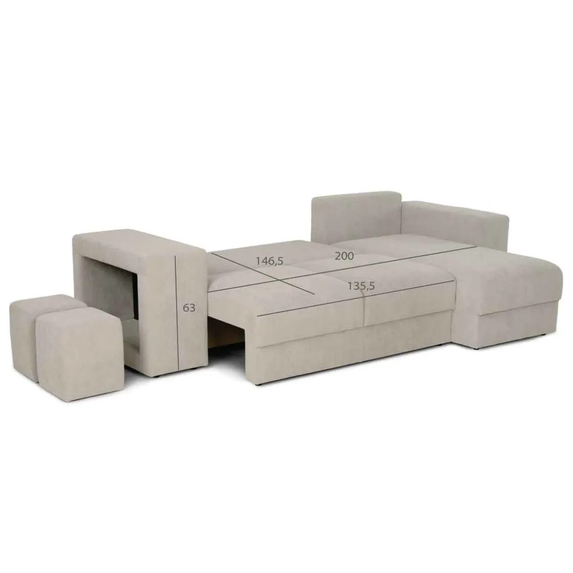 Sofás Y Sillones|Estilo Étnico>Sofá cama TRENTO taupe con chaise longue