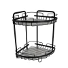 Accesorios De Baño>Soporte De Ducha Negro Con 2 Baldas
