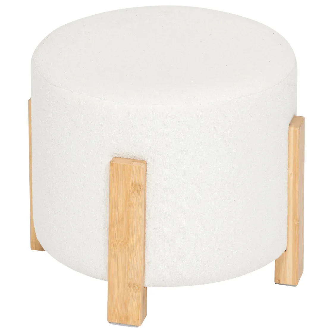 atmosphera Puff Y Banquitos>Taburete BANSA blanco con patas de bambú