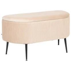 atmosphera Puff Y Banquitos|Estilo Contemporaneo>Taburete Beige Solaro Con Cofre De Almacenaje
