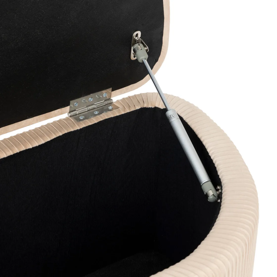 atmosphera Puff Y Banquitos|Estilo Contemporaneo>Taburete Beige Solaro Con Cofre De Almacenaje