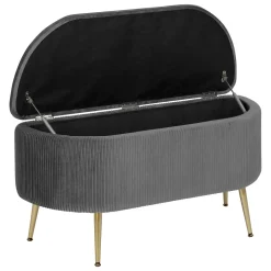 atmosphera Puff Y Banquitos|Estilo Contemporaneo>Taburete Gris Solaro Con Cofre De Almacenaje