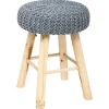 atmosphera Puff Y Banquitos>Taburete Suzette De Pino Gris 32x32x43Cm