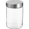 Cajas Y Frascos>Tarro de vidrio c/tapa Inox 1.2L