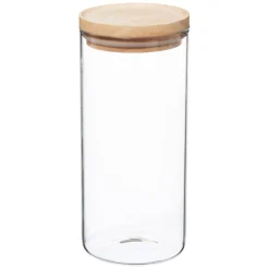 5five Cajas Y Frascos>Tarro de vidrio hermético c/tapa de madera 1.3l